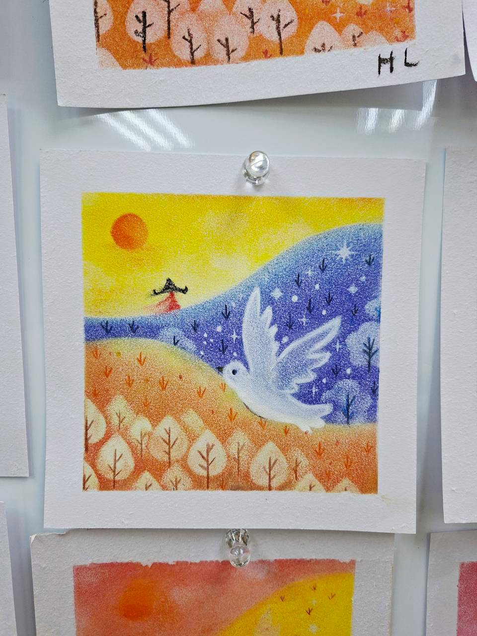 學員和諧粉彩作品：秋日繽紛色彩創作