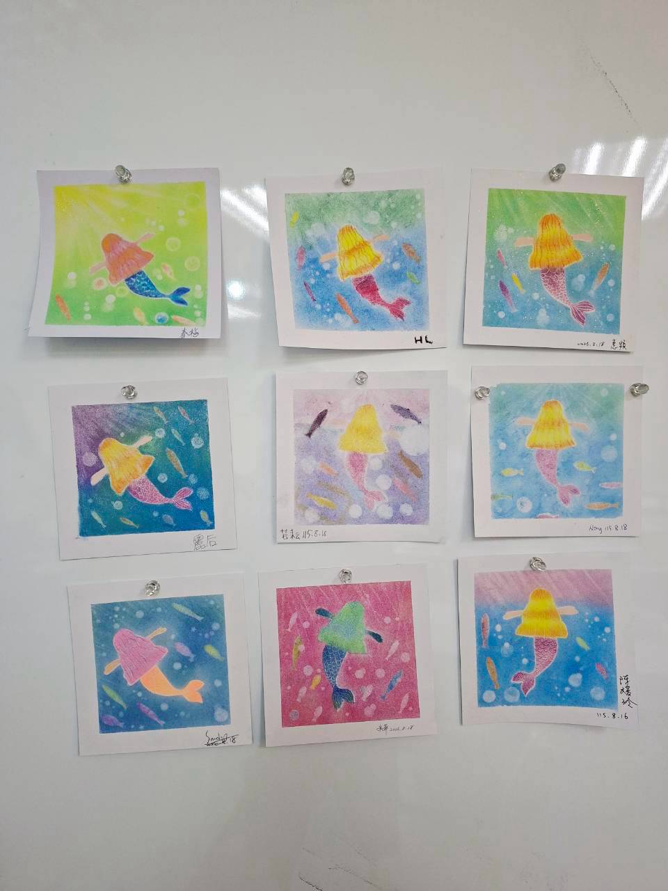 療癒粉彩教學:美人魚粉彩作品