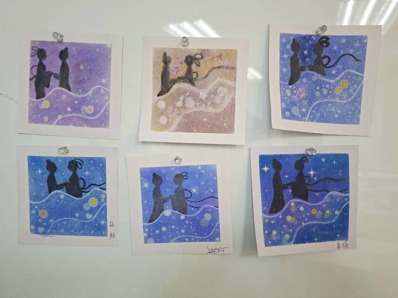 療癒粉彩教學:七夕銀河粉彩作品